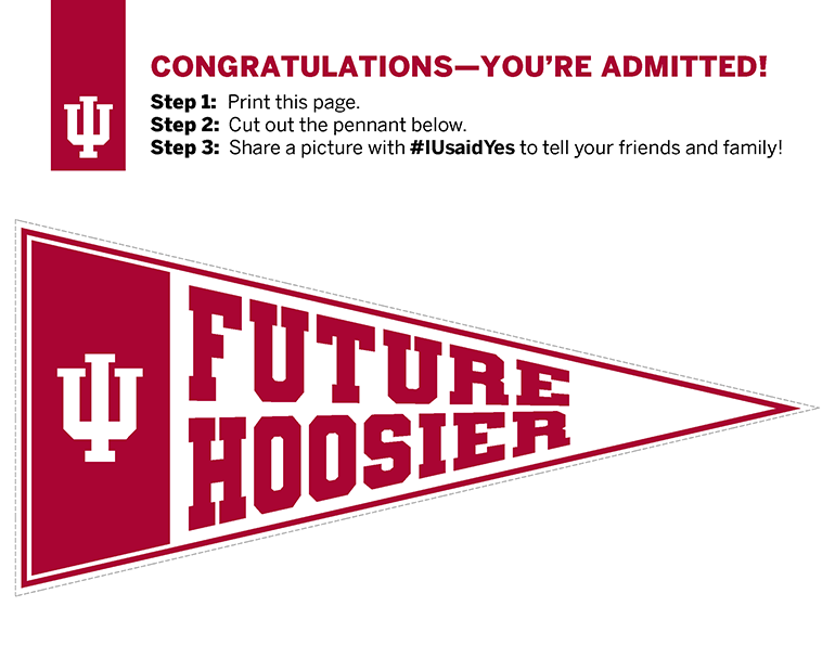 Red IU Pennant: Text reads: Hoosier