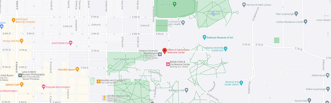 A map pointing to the Indiana Memorial Union