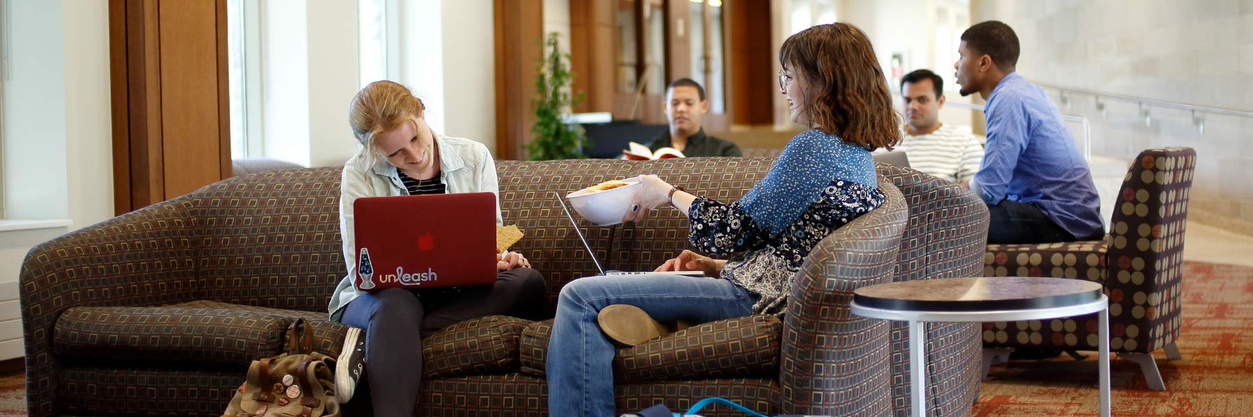 Students study in a lounge