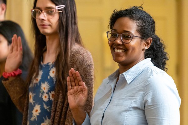 Students at an official event