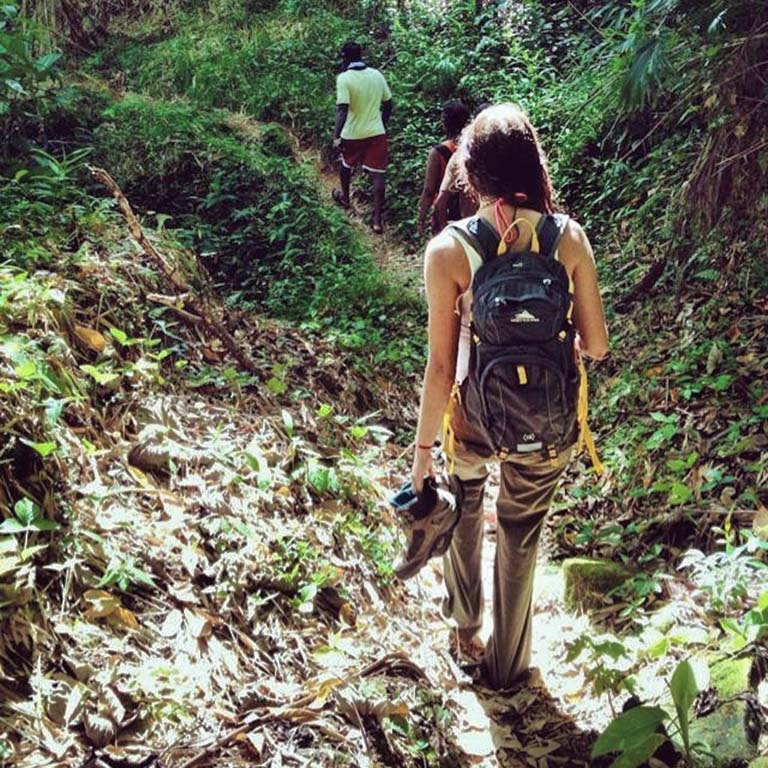 Francisca Figueroa walks along a jungle trail